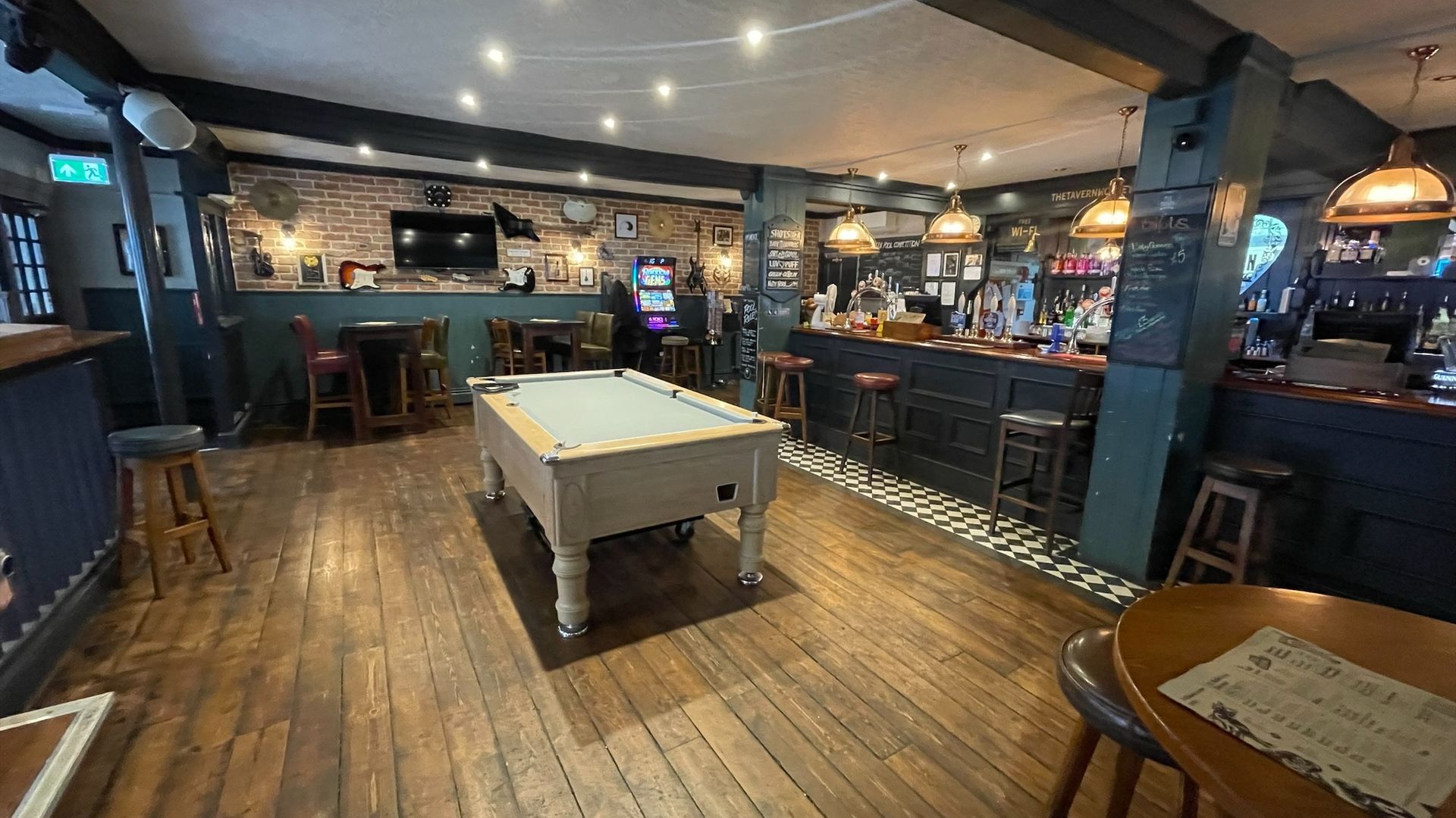 Pool table in The Tavern