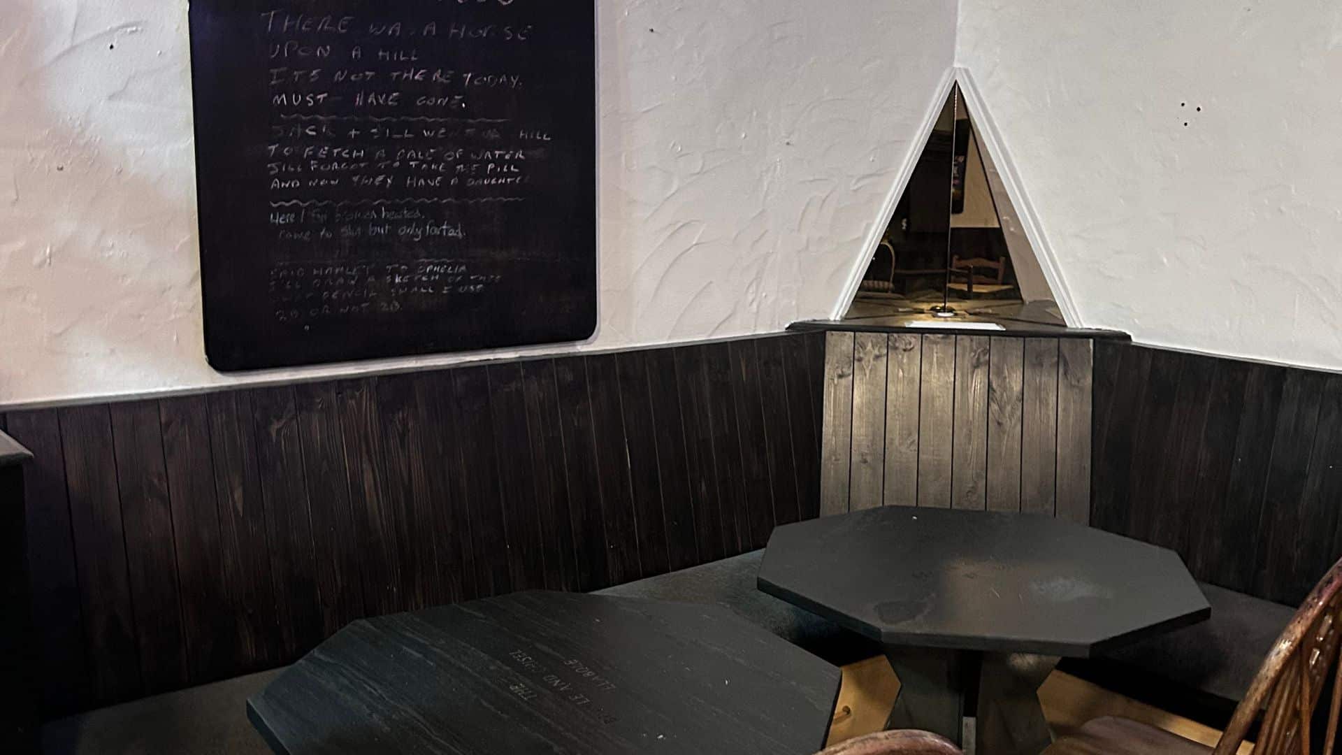 Drinking area with blackboard,Bettle & Chisel