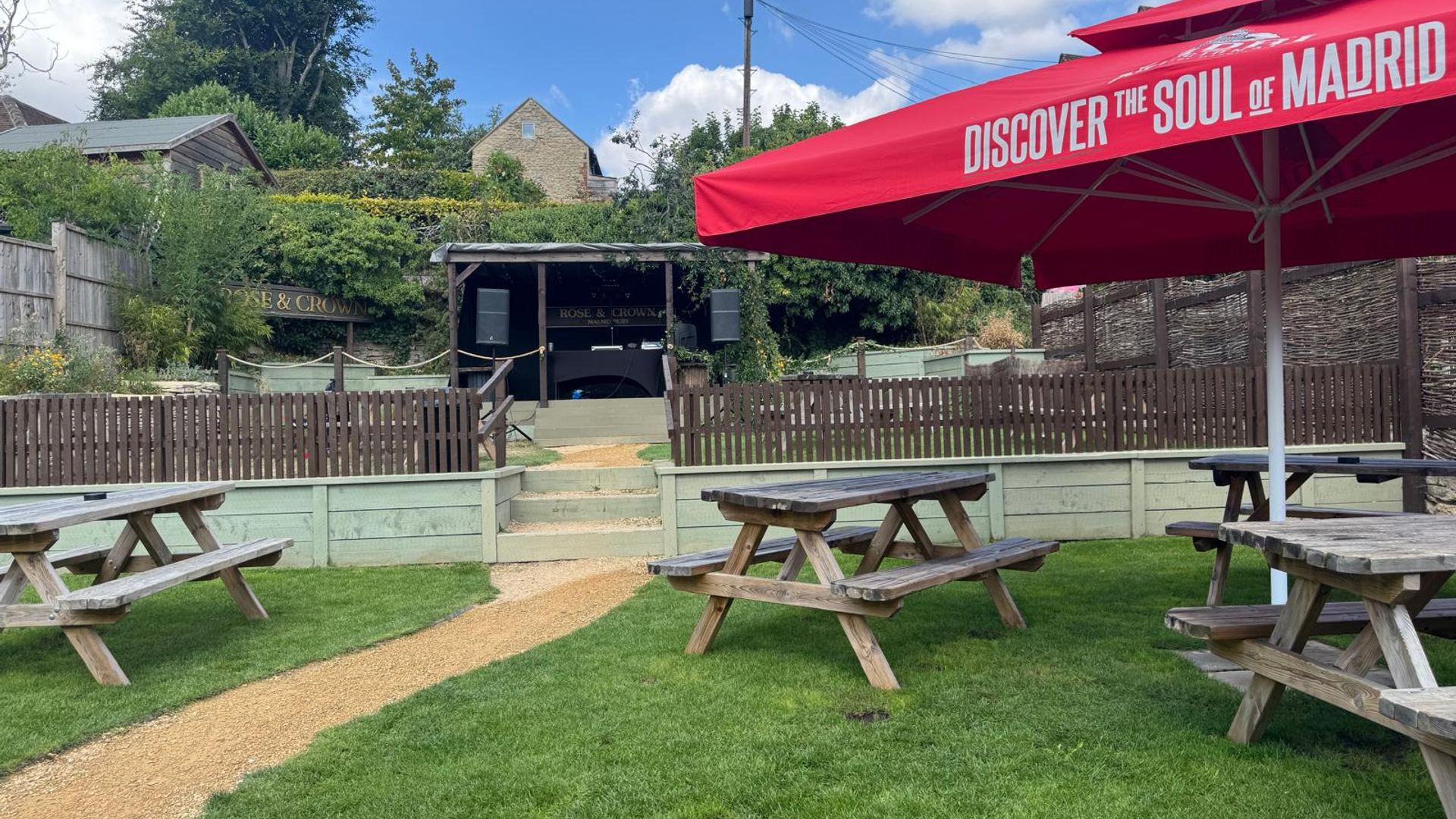 Beer garden at the Rose and Crown