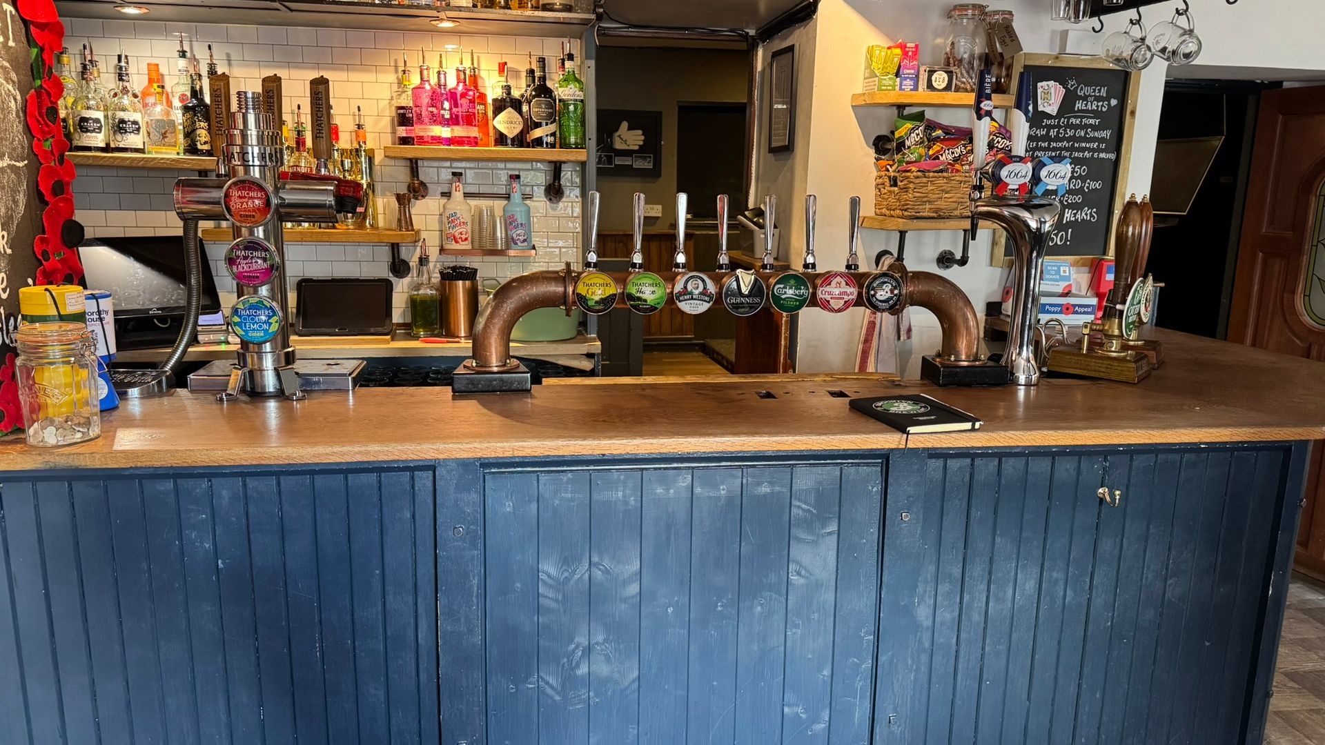 Beer selection at the Rose and Crown