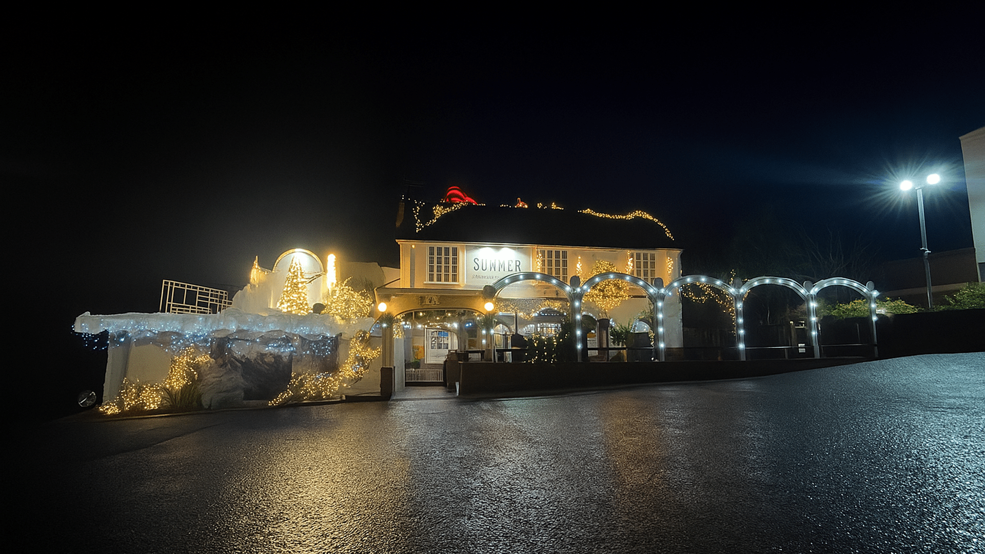 The Summer House at night