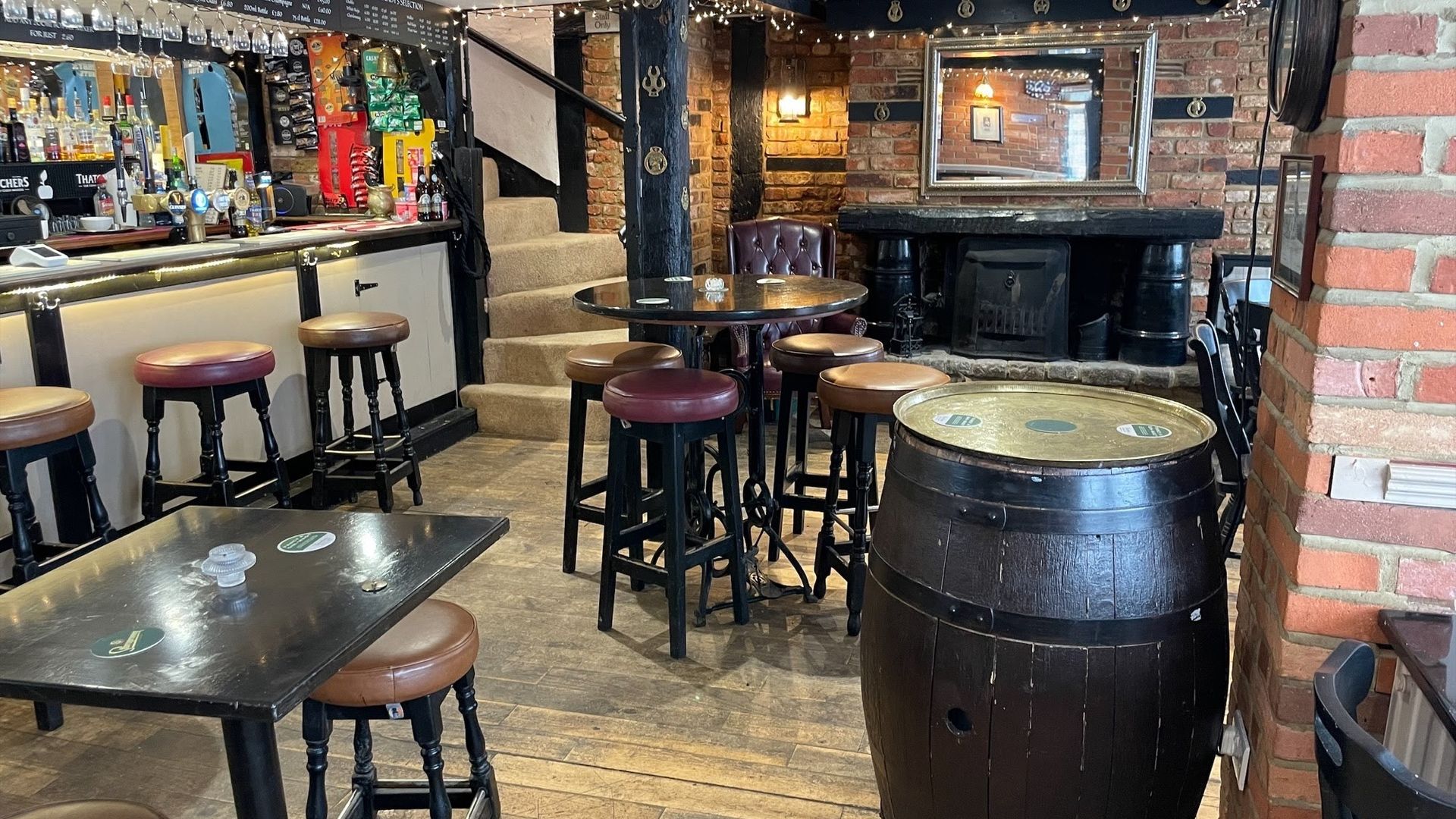 Bar stools inside The Old Palace