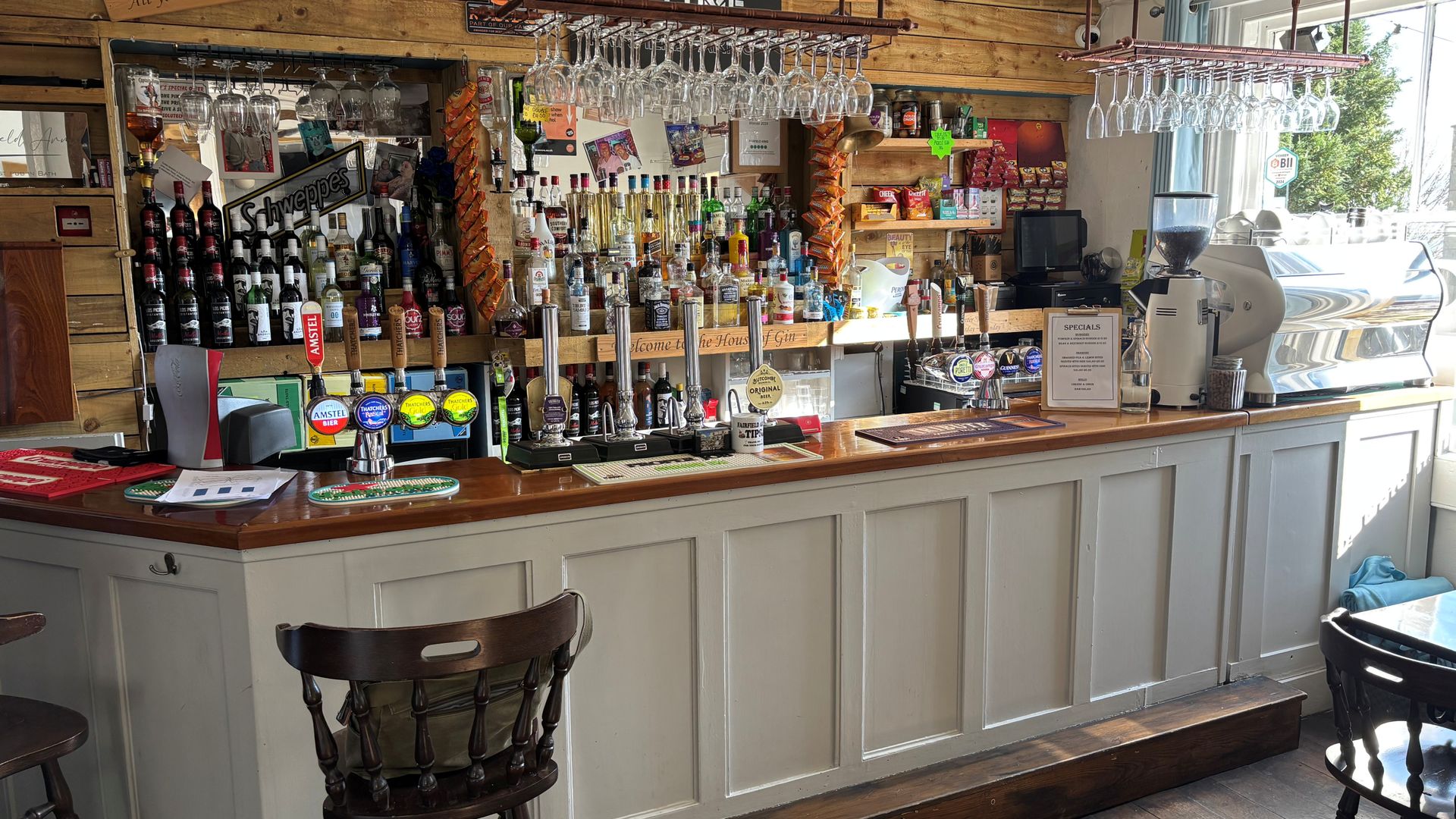Cask ale selection by the bar, Fairfield Arms