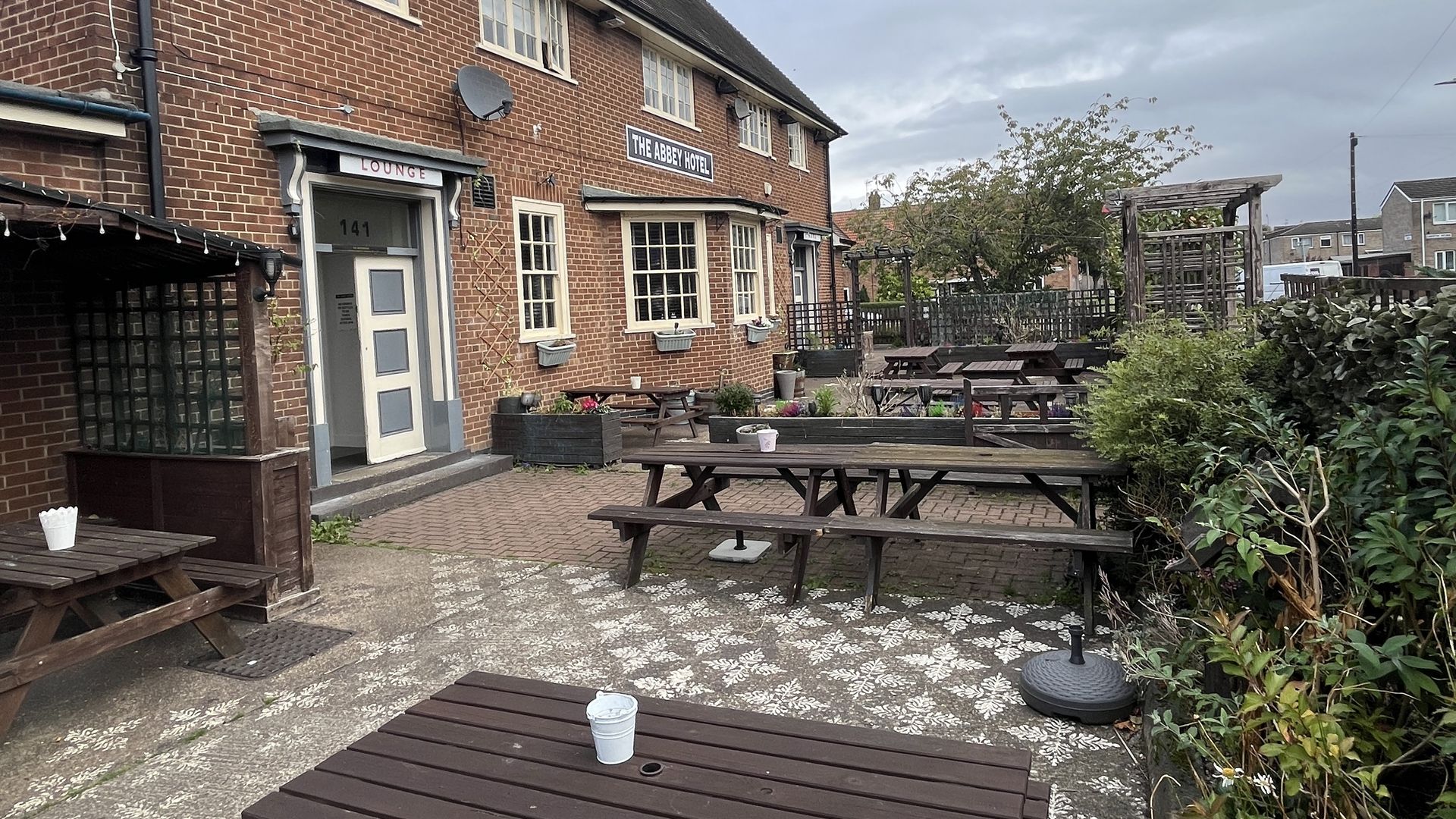 Beer garden outside Abbey Hotel