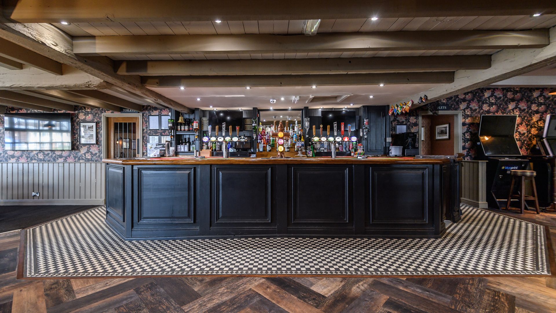 Bar area and beer selection