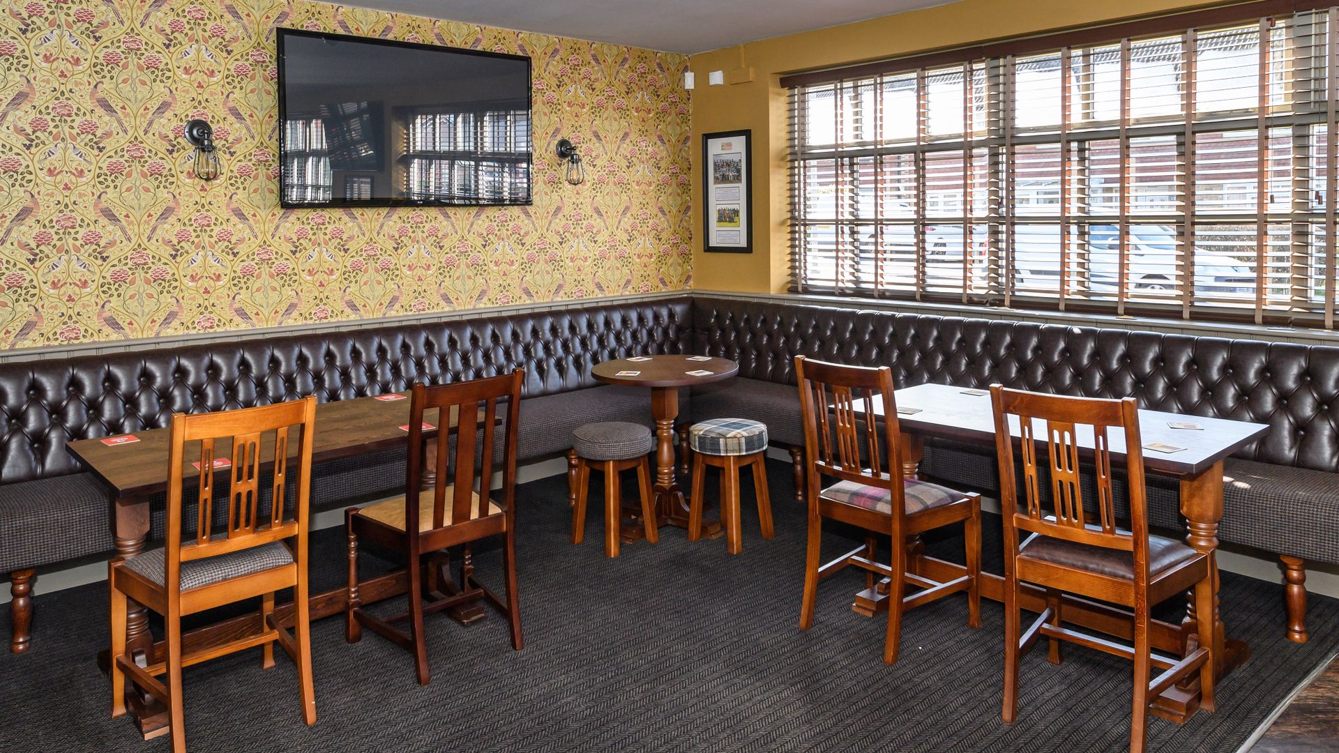Seating area inside The Yellow Wagtail