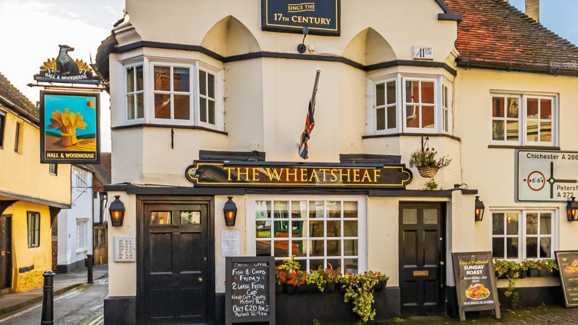 Outside the Wheatsheaf Inn