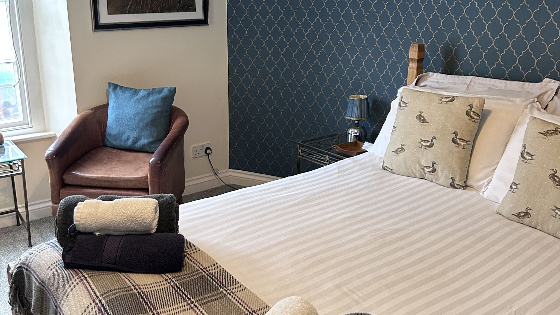 Chair and bed in the room