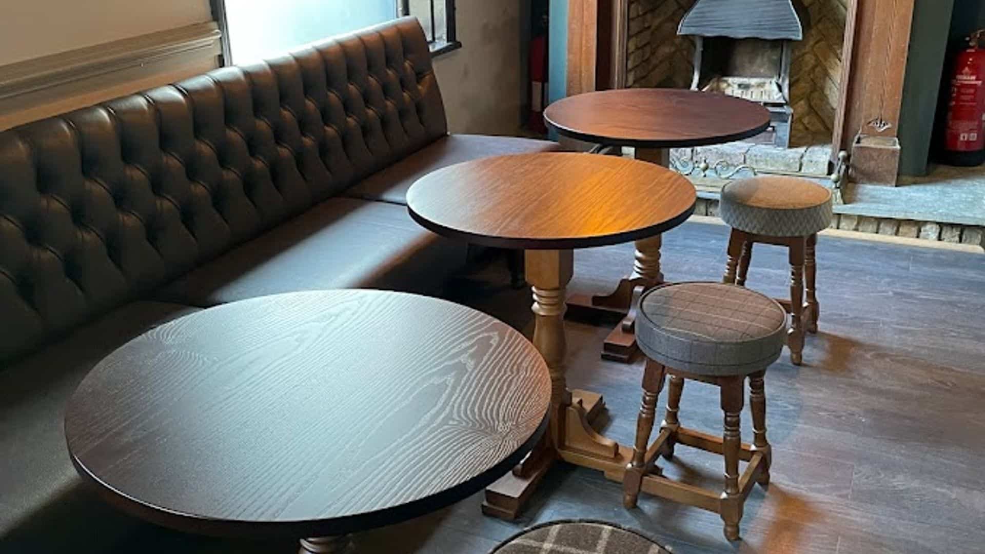 Tables next to seating, Old Shepherd