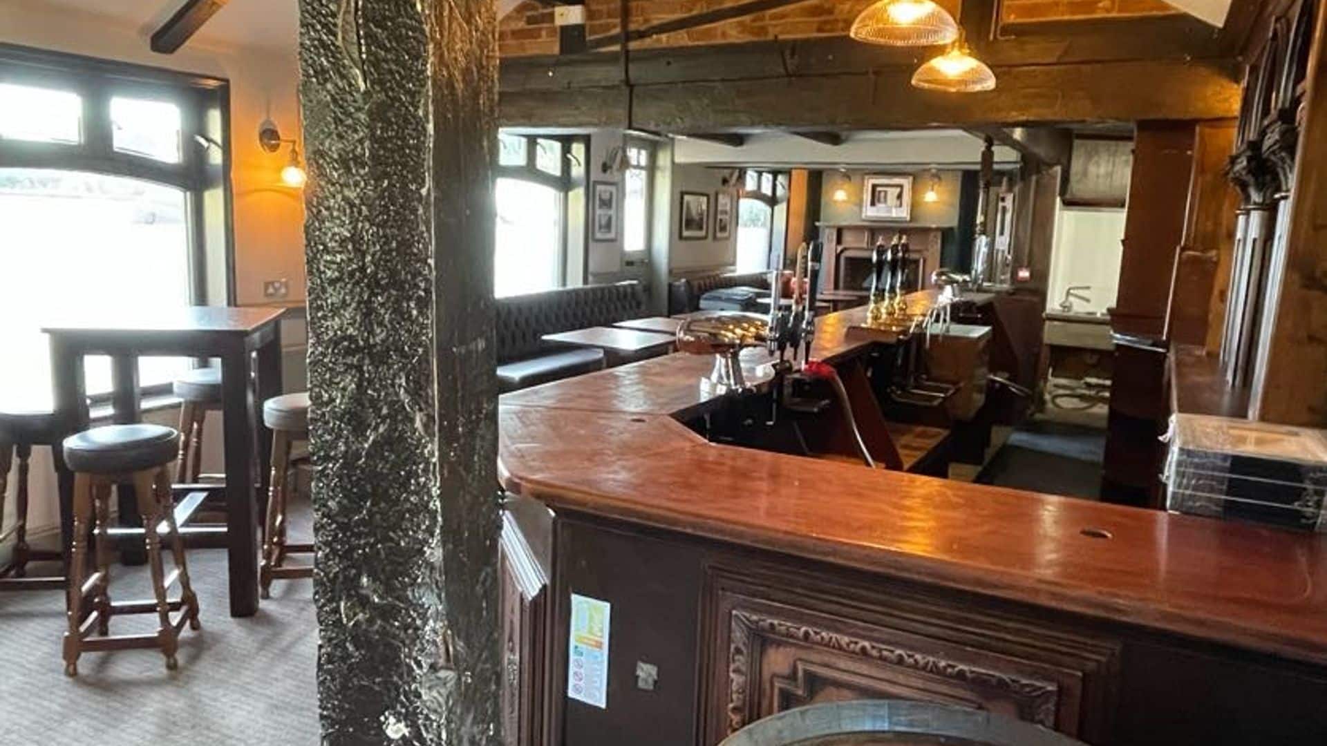 Side of bar at the Old Shepherd